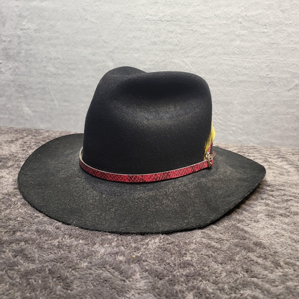 Stetson Hat Cowboy Womens 6 3/4 Black Felt Wide Brim WW281 CINDY Pony Express